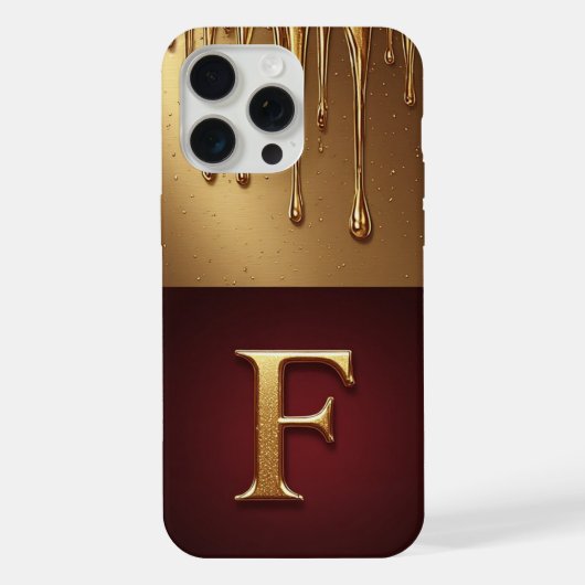 💎 液体が滴る輝くグリッターモノグラムF iPhoneケース (裏面)