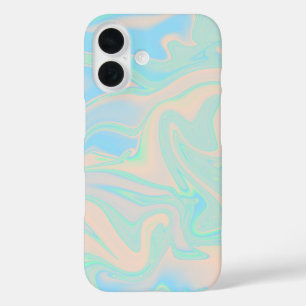 液体っぽい疑似ホログラフィック虹色テクスチャ iPhone 16ケース