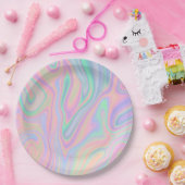 液体のカラフルの抽象芸術の虹 ペーパープレート (パーティー)