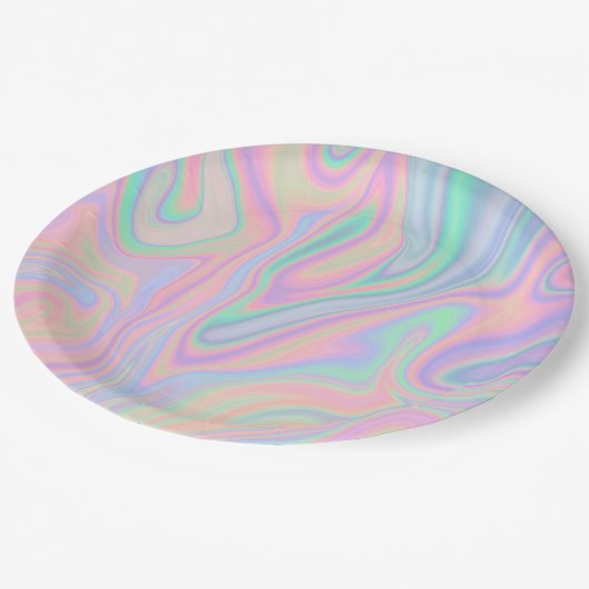 液体のカラフルの抽象芸術の虹 ペーパープレート (アングル)