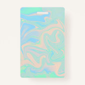 液体のフェイクなレーザー光線写真虹色の質 バッジ (正面)