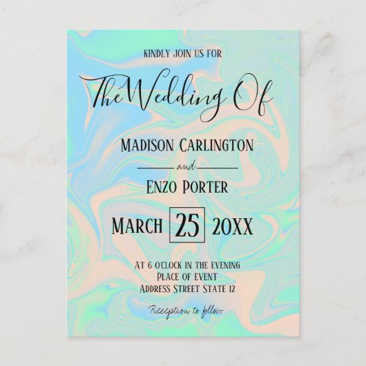 液体のフェイクなレーザー光線写真虹色の質 ポストカード (正面)