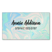 液体のフェイクなレーザー光線写真虹色の質 マグネット名刺 (正面)