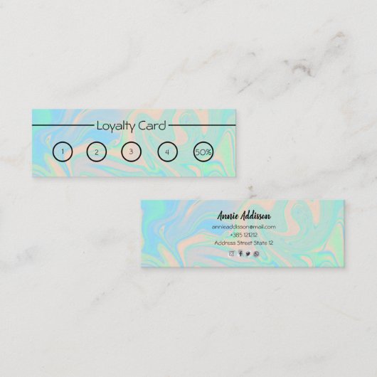 液体のフェイクなレーザー光線写真虹色の質 ロイヤリティカード (正面/裏面)