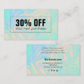 液体のフェイクなレーザー光線写真虹色の質 割引カード (正面/裏面)