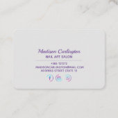 液体の大理石の質の紫色のティール(緑がかった色) 名刺 (裏面)