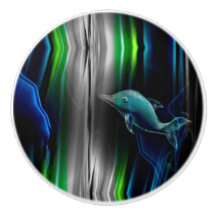 液体の振動イルカのネオン陶磁器のノブ