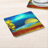 液体の空の風景 スクエアペーパーコースター (アングル)