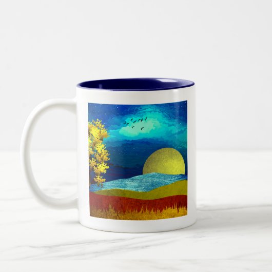 液体の空の風景 ツートーンマグカップ (左)