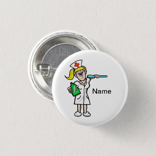 液体の薬のカスタマイズ可能なボタンを持つナース 缶バッジ (正面&裏面)