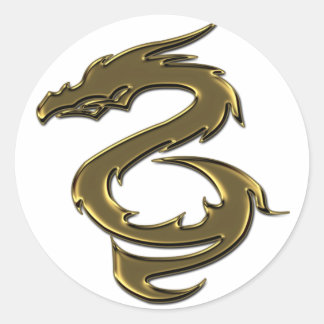 液体の金ゴールドのドラゴン ラウンドシール