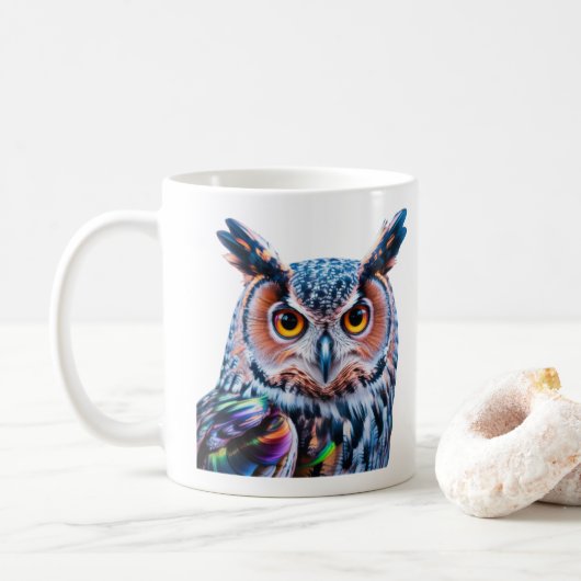 液体インクフクロウの明るい羽 コーヒーマグカップ (ドーナツ)