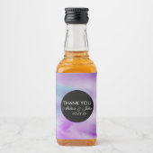 液体インク紫カラフル大理石スワールありがとう リキュールボトルラベル (正面)