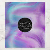 液体インク紫カラフル大理石スワールありがとう ワインラベル (シングルラベル)