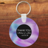 液体インク カラフル パープル マーブル スワール サンクス キーホルダー (正面)