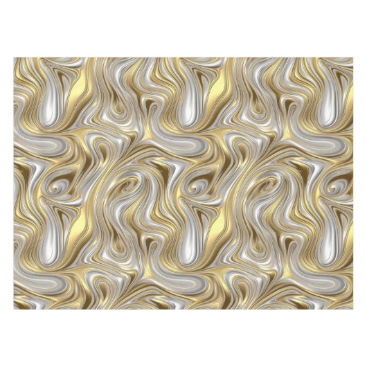 液体エレガンス – 金属の液体パターン テーブルクロス (正面(横))