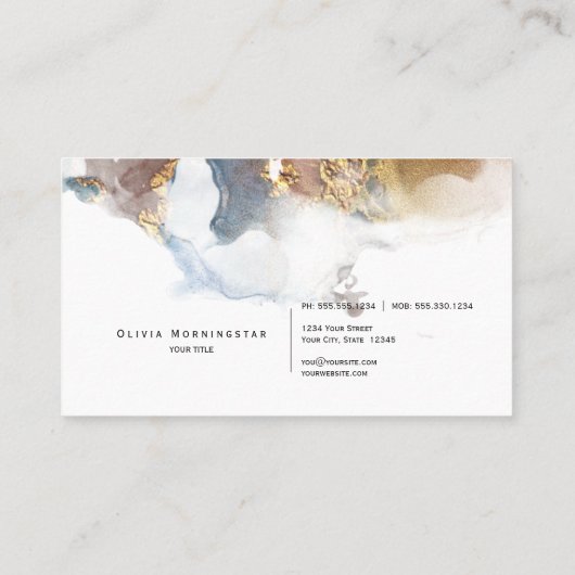 液体エレガントアルコールインク水彩色 名刺 (裏面)