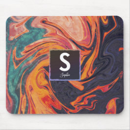 液体エレガント大理石名モノグラム マウスパッド