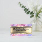 液体カラフル |メタリック金ゴールド 名刺 (スタンド正面)