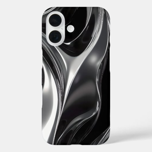 液体クロームの流れ - 抽象的なメタリックテクスチャ Case-Mate iPhoneケース (裏面)