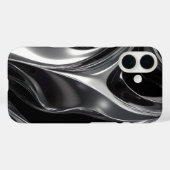 液体クロームの流れ - 抽象的なメタリックテクスチャ Case-Mate iPhoneケース (裏面 (横))