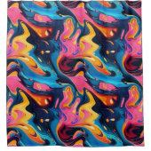 液体クール抽象芸術タイル模様 シャワーカーテン (正面)