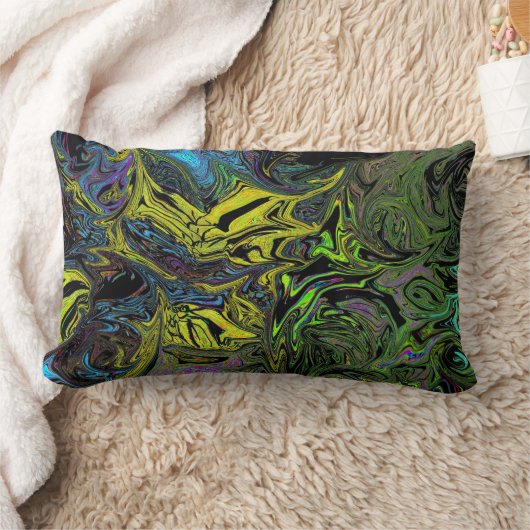 液体グラフィティイエロー ランバークッション (ブランケット)