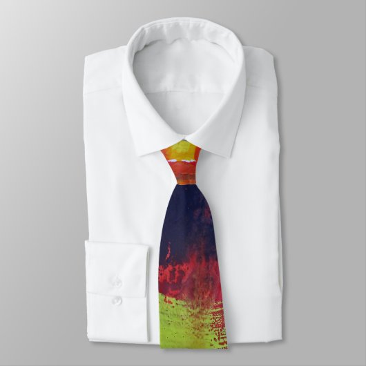 液体サンシャイン赤い黄色の青い熱い太陽の抽象芸術 ネクタイ (タイ)