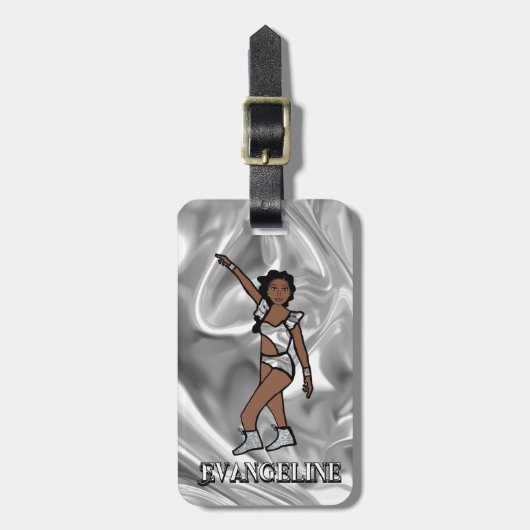 液体シルバー・ホワイトダンサー #1 ラゲッジタグ (正面縦)