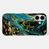 液体スワーズブラックターコイズIphoneケース Case-Mate iPhoneケース (裏面 (横))