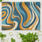 液体スワールの青パタートリップ（幻覚体験）のようなン キッチンタオル (折り畳み)