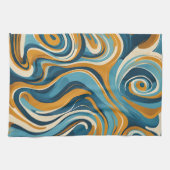 液体スワールの青パタートリップ（幻覚体験）のようなン キッチンタオル (横)