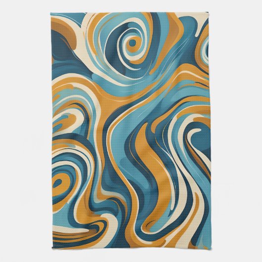 液体スワールの青パタートリップ(幻覚体験)のようなン キッチンタオル (縦)