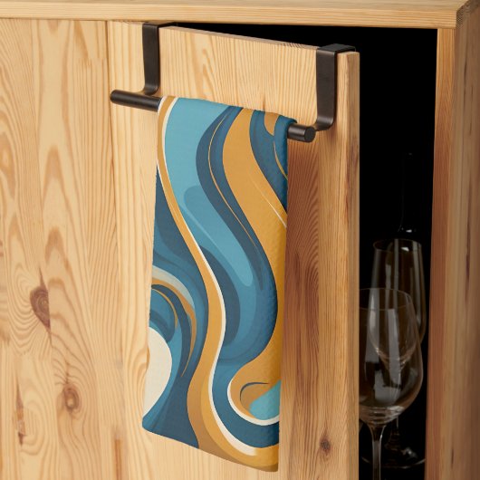 液体スワールの青パタートリップ（幻覚体験）のようなン キッチンタオル (三つ折り)