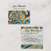 液体スワールの青パタートリップ（幻覚体験）のようなン スクエア名刺 (正面/裏面)