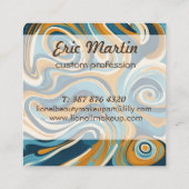 液体スワールの青パタートリップ（幻覚体験）のようなン スクエア名刺 (裏面)