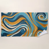 液体スワールの青パタートリップ（幻覚体験）のようなン ビーチタオル (正面)