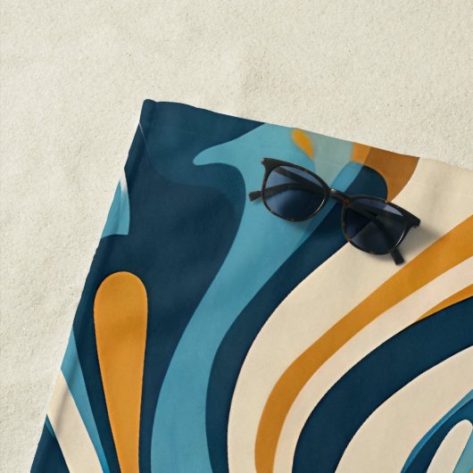 液体スワールの青パタートリップ（幻覚体験）のようなン ビーチタオル (インサイチュ)