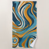 液体スワールの青パタートリップ（幻覚体験）のようなン ビーチタオル (正面)