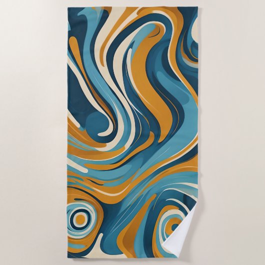 液体スワールの青パタートリップ（幻覚体験）のようなン ビーチタオル (正面)