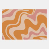 液体スワールレトロビブオレンジと濃いピンク ラッピングペーパーシート (正面3)