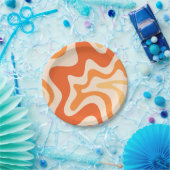 液体スワールレトロビブタンゲリンオレンジトーン ペーパープレート (パーティー)