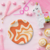 液体スワールレトロビブタンゲリンオレンジトーン ペーパープレート (パーティー)