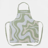 液体スワールレトロ抽象芸術パターンセージ名 エプロン (正面)