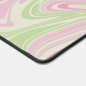 液体スワール緑ピンクパターン デスクマット (コーナー)