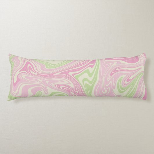 液体スワール緑ピンクパターン ボディピロー (正面)