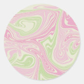 液体スワール緑ピンクパターン ラウンドシール (正面)
