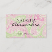 液体スワール緑ピンクパターン 名刺 (正面)