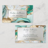 液体ティール(緑がかった色)大理石名刺 名刺 (正面/裏面)