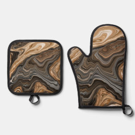 液体デザイン生成 鍋つかみ&鍋敷きセット